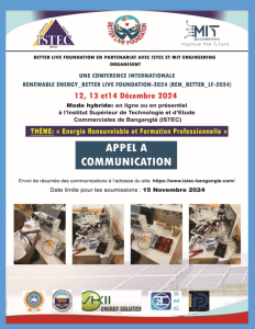 première de couverture du document d'appel à communication en prélude de la conférence internationale du 12 au 14 décembre 2024 à l'ISTEC de Bangangté.